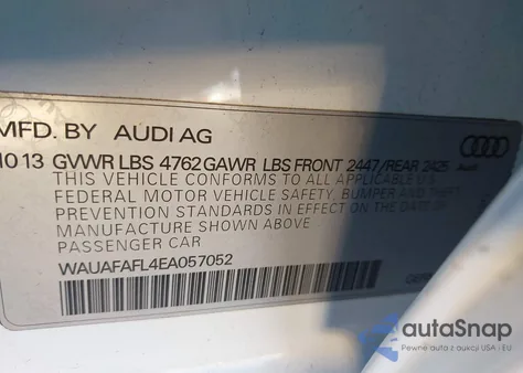2014 Audi A4 2.0T Premium from USA, damaged, VIN WAUAFAFL4EA057052